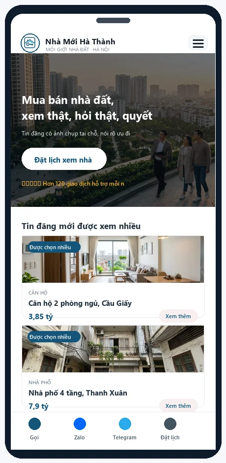 Mẫu Bất động sản — bản trên điện thoại