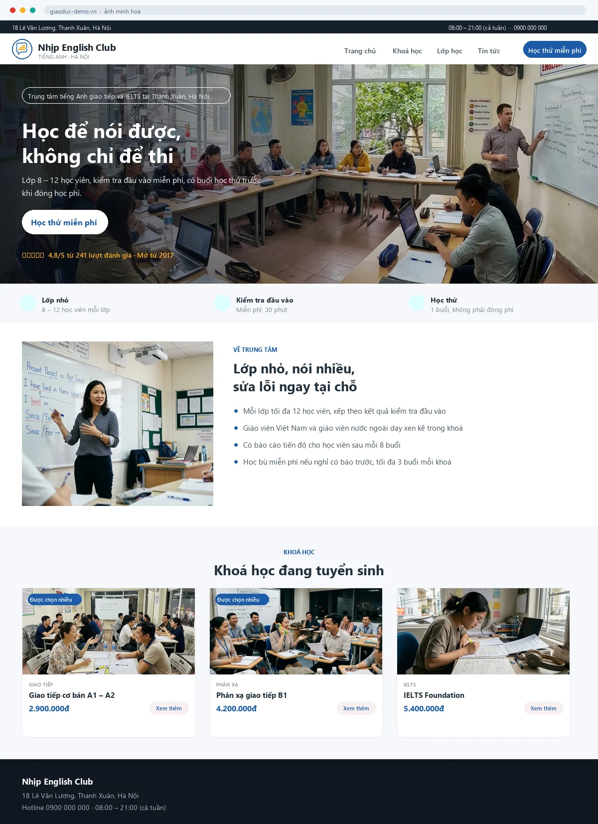 Mẫu website Giáo dục & trung tâm
