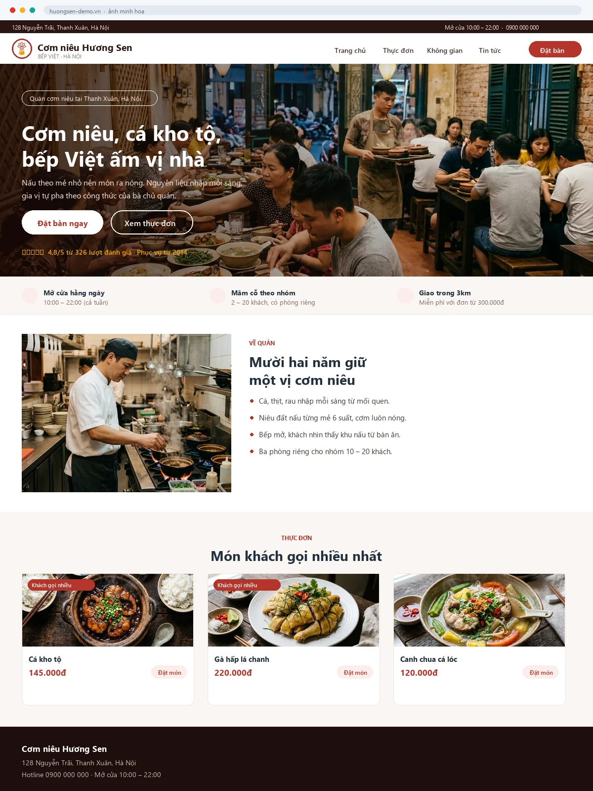 Mẫu website Nhà hàng & quán ăn