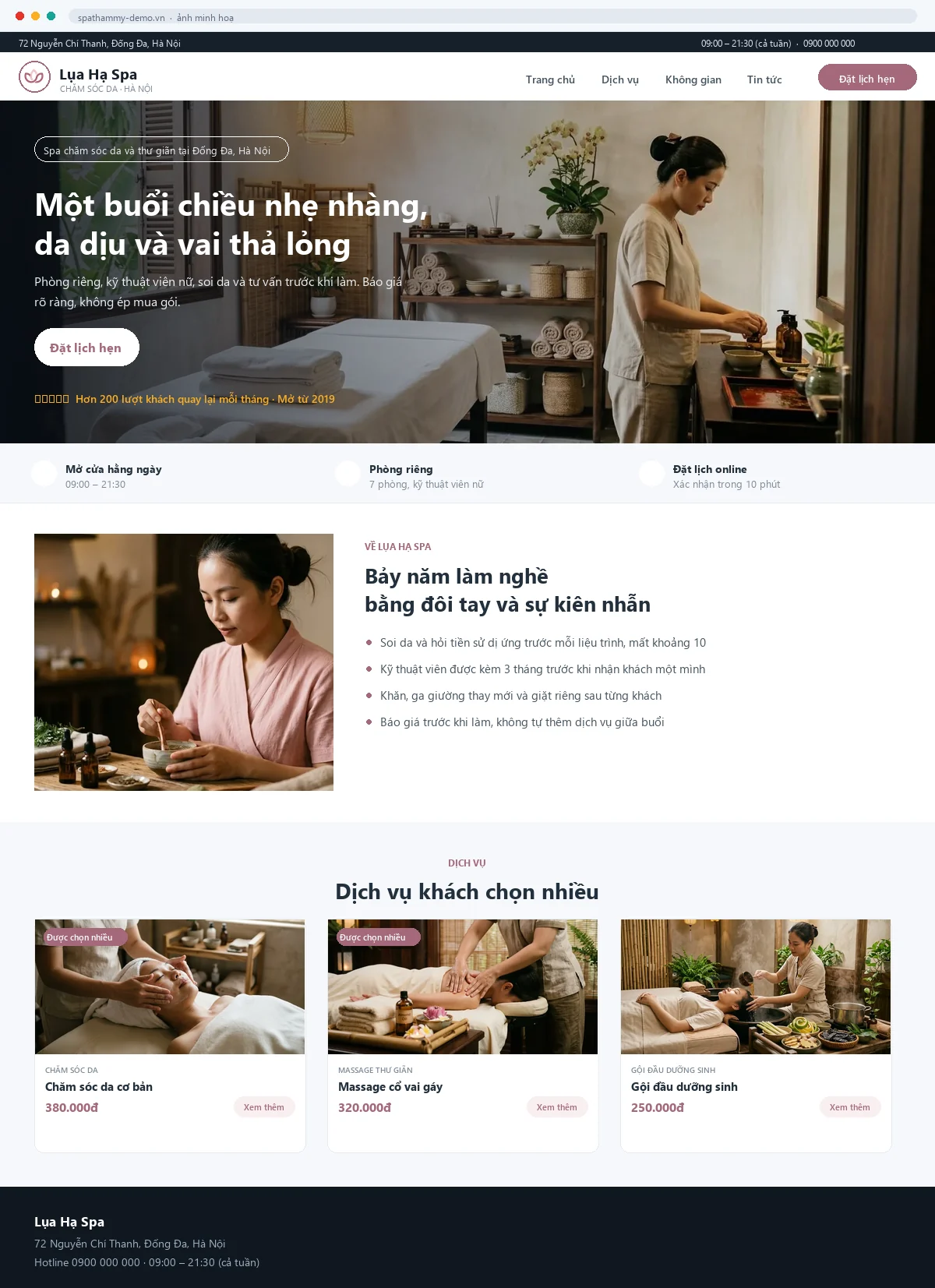 Mẫu website Spa & thẩm mỹ viện