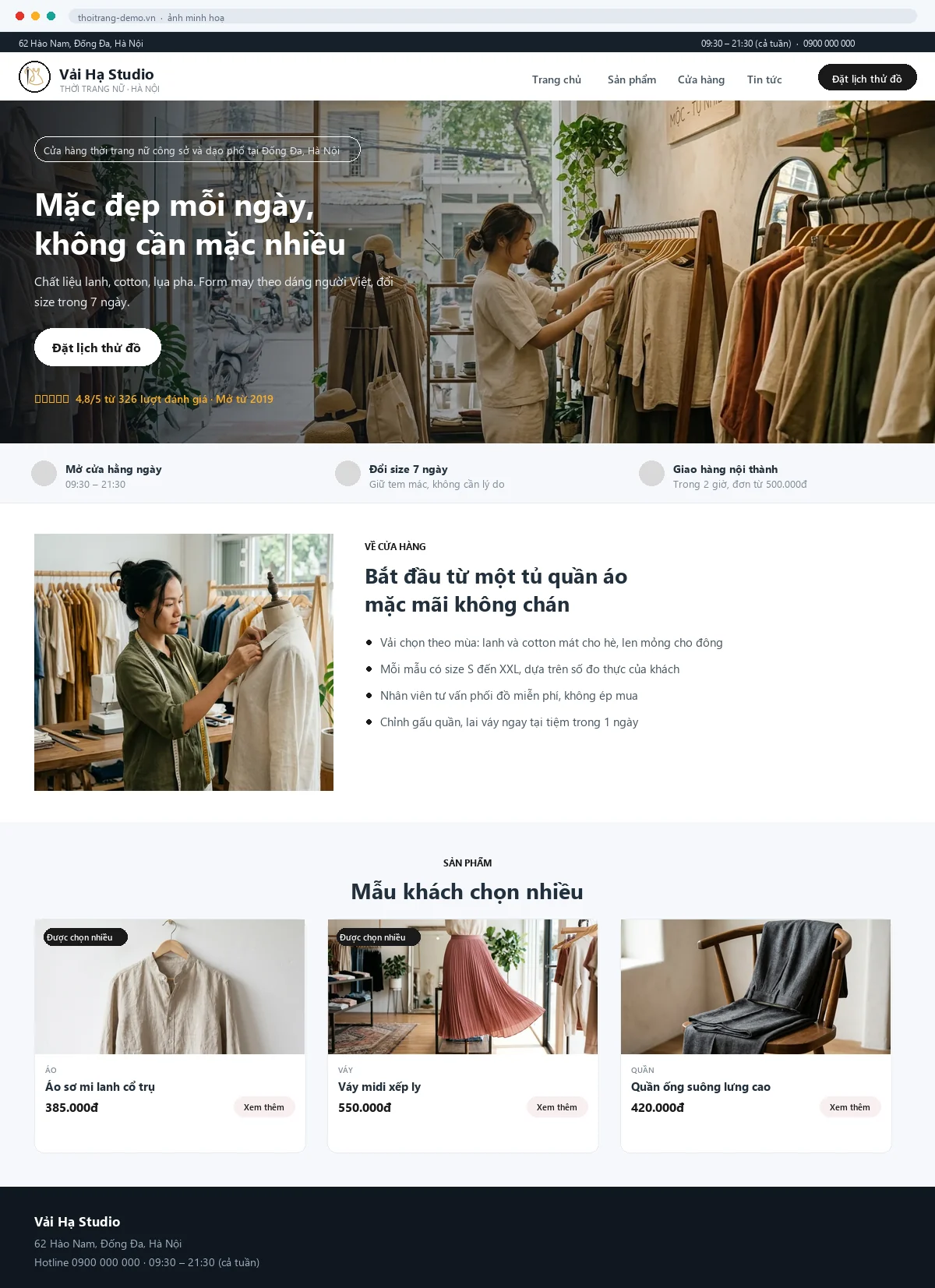 Mẫu website Thời trang & phụ kiện