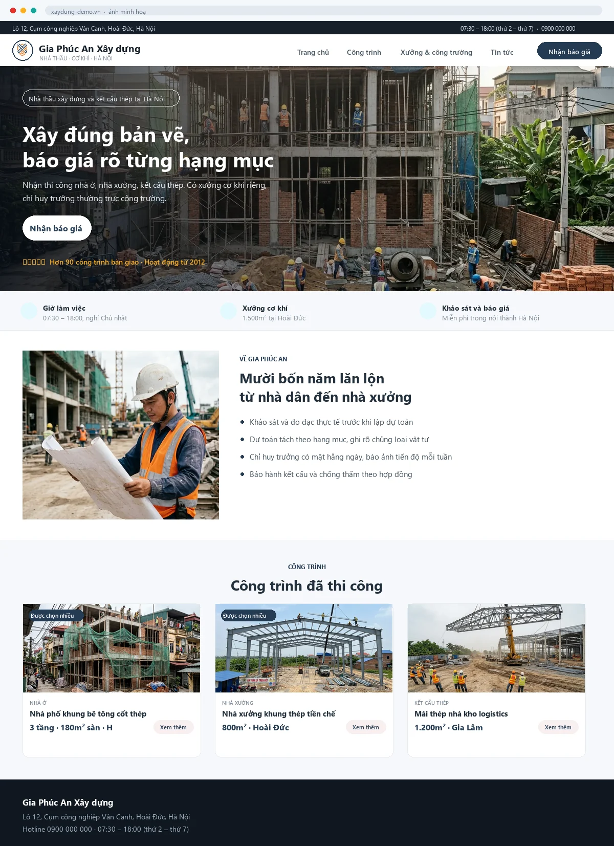 Mẫu website Xây dựng & cơ khí